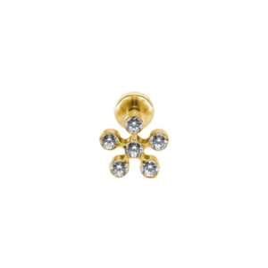 LABRET TITÂNIO R/I PVD GOLD FLOR C/ ZIRCONIA MOD4