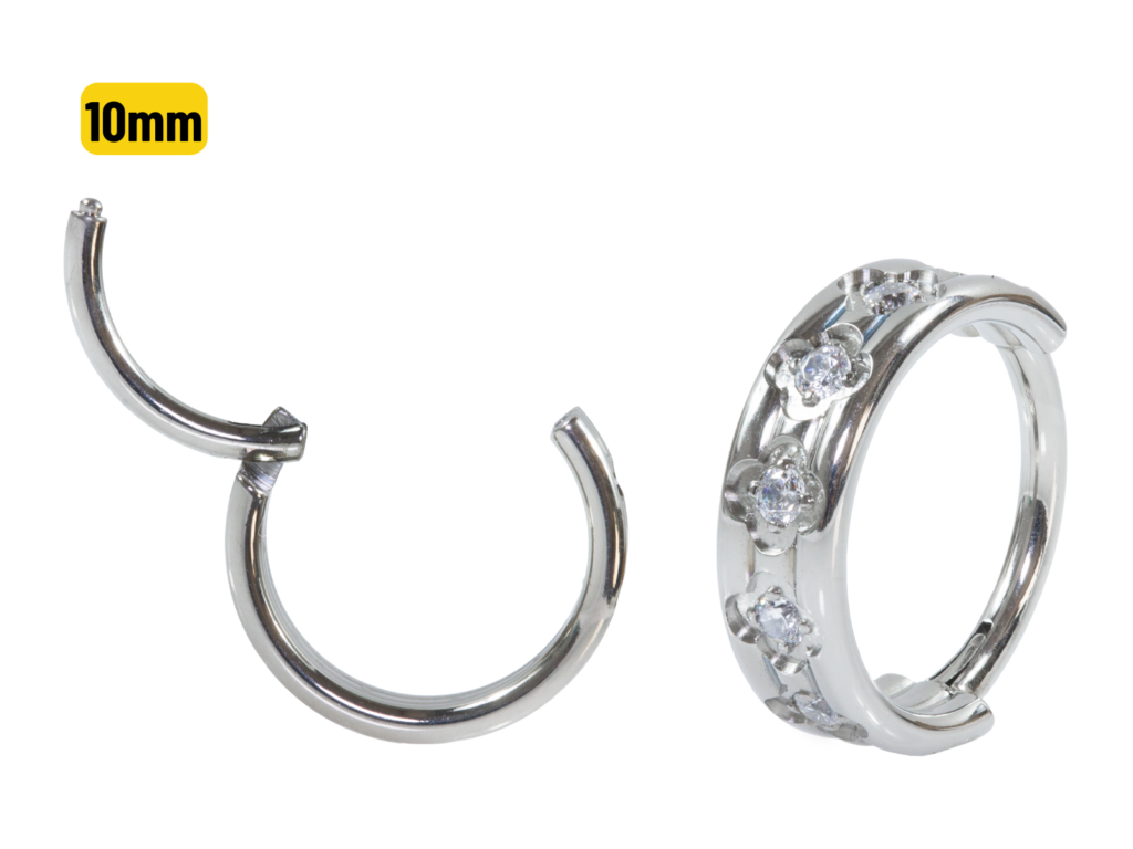 ARGOLA CLICKER TITÂNIO LATERLA C/ ZIRCÔNIA - 1.2 X 10MM