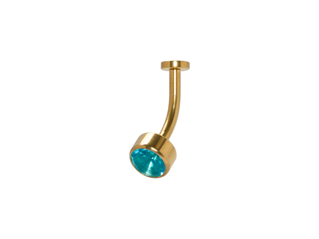 FLOATING NAVEL AÇO PVD GOLD R/I C/ ZIRCÔNIA - AZUL CLARO