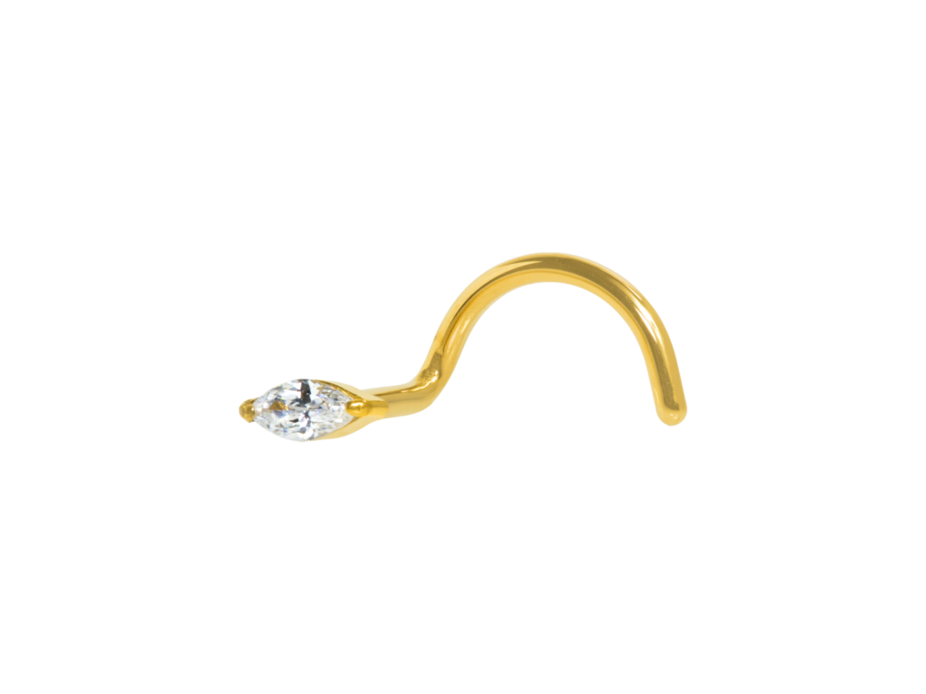 NOSTRIL TITÂNIO PVD GOLD C/ GARRAS PONTO DE LUZ - 0.8 X 6MM