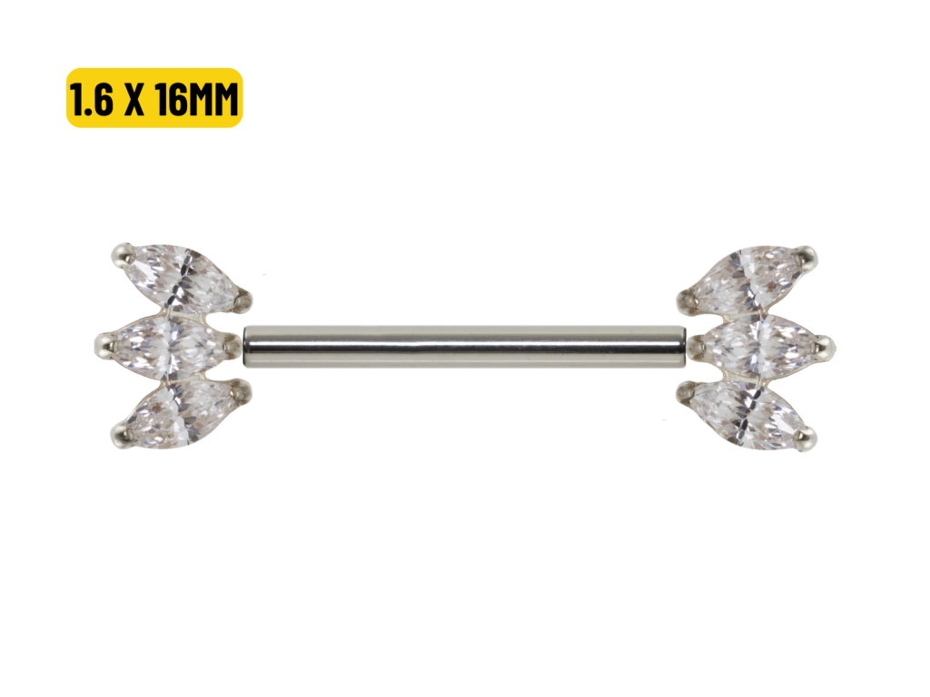 MAMILO TITÂNIO PUSH PIN C/ ZIRCÔNIA - 1.6 X 16MM