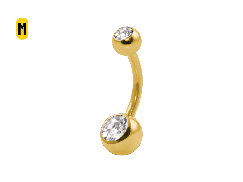 BANANA BELL AÇO PVD C/ STRASS 2 PEDRAS BRANCO - M