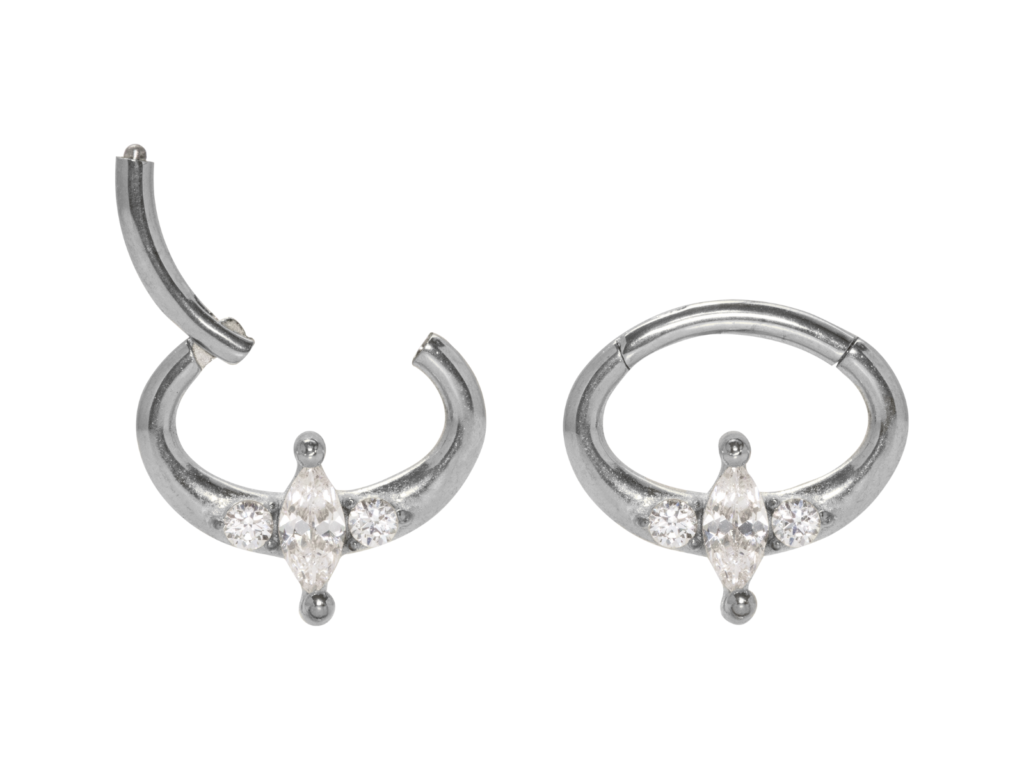 SEGMENTO CLICKER AÇO OVAL 3 PEDRAS