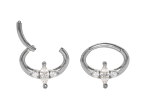 SEGMENTO CLICKER AÇO OVAL 3 PEDRAS