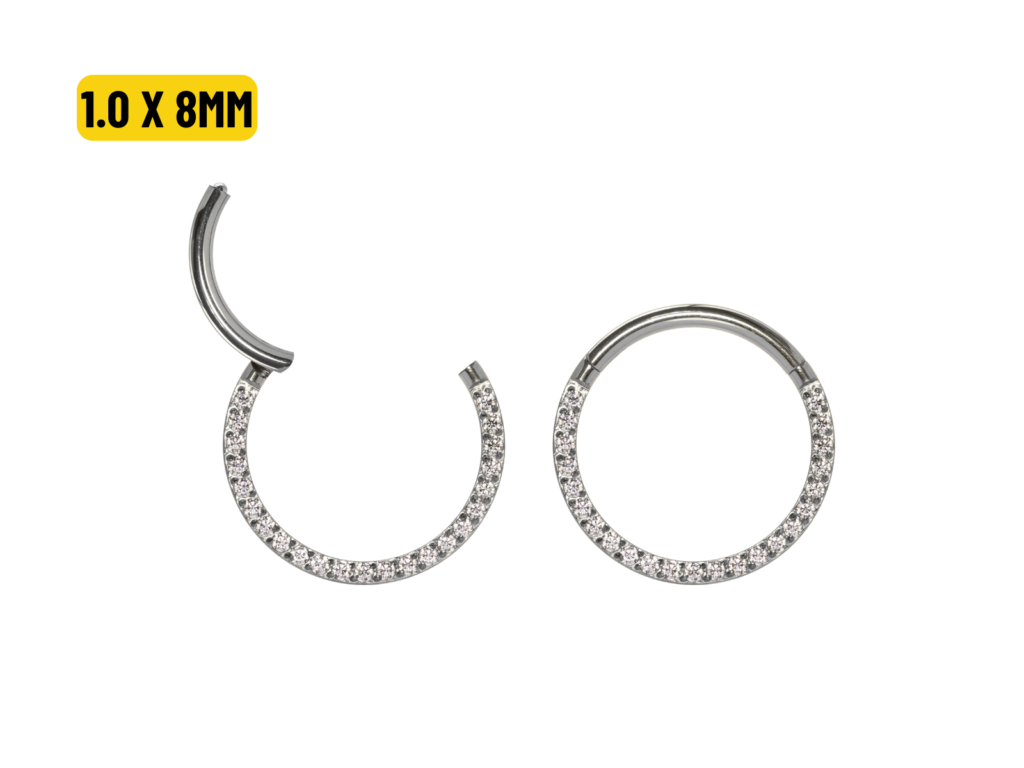 SEGMENTO CLICKER TITÂNIO FRONTAL CRAVEJADA - 1.0 X 8MM