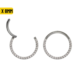 SEGMENTO CLICKER TITÂNIO FRONTAL CRAVEJADA - 1.0 X 8MM