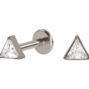 LABRET TITÂNIO PUSH PIN TRIÂNGULO C/ ZIRCÔNIA - 1.6MM