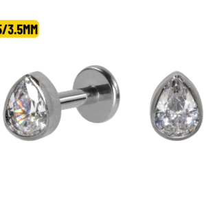 LABRET TITÂNIO R/I GOTA C/ PEDRA CRAV. INGLESA 4.5/3.5MM