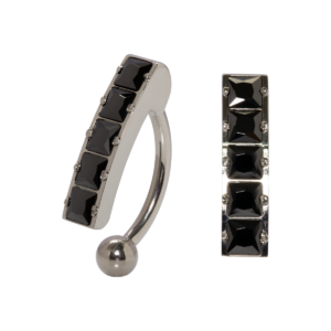 BANANA BELL TITÂNIO R/I CURVADO C/ PEDRA BLACK
