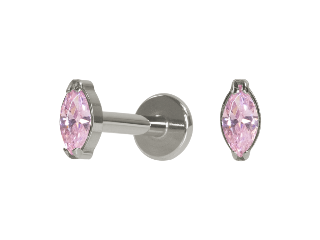 LABRET TITÂNIO R/I PONTO DE LUZ NAVETE ROSA - 2 /4.5MM