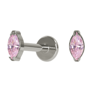 LABRET TITÂNIO R/I PONTO DE LUZ NAVETE ROSA - 2 /4.5MM