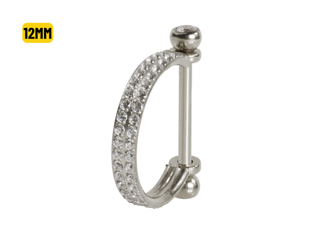 SEMI ARGOLA C/ BARRA AÇO R/I 2 FILEIRAS CRAVEJADAS - 12MM