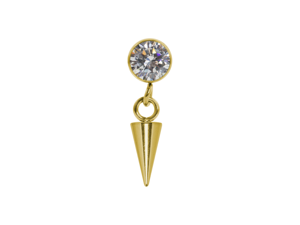 TOPO TITÂNIO PVD 0.9 (1.2MM) - ZIRCÔNIA C/ PINGENTE SPIKE
