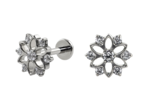 LABRET TITÂNIO R/I FLOR MANDALA C/ PEDRA