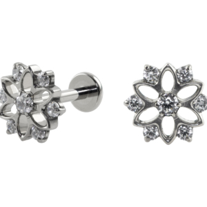 LABRET TITÂNIO R/I FLOR MANDALA C/ PEDRA
