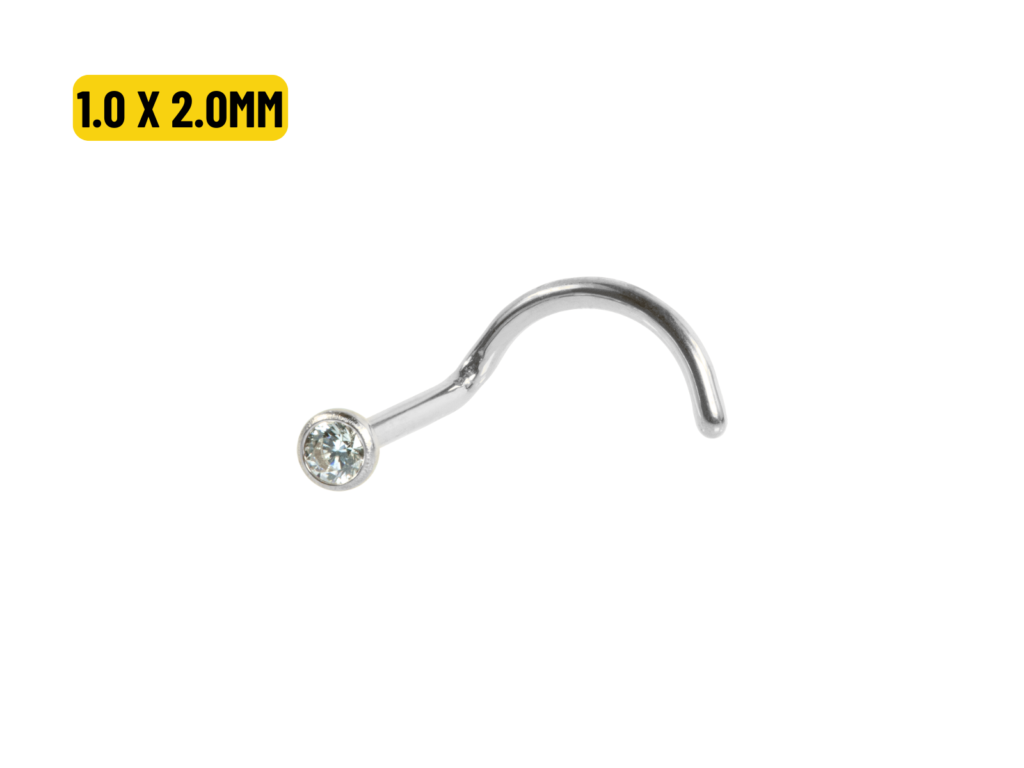 NOSTRIL AÇO C/ ZIRCÔNIA CRAV. INGLESA - 1.0 X 2.0MM
