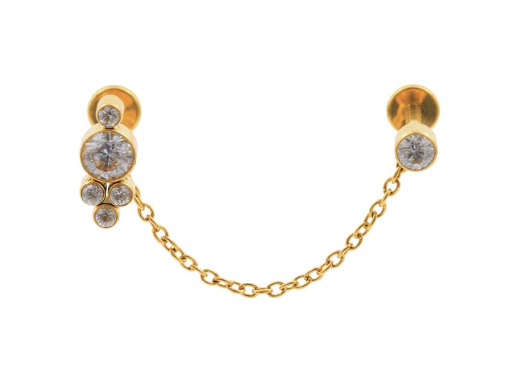 LABRET TITÂNIO PVD GOLD R/INTERNA CORRENTINHA INDIANO