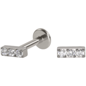 LABRET TITÂNIO PUSH PIN BARRA 3 PEDRAS