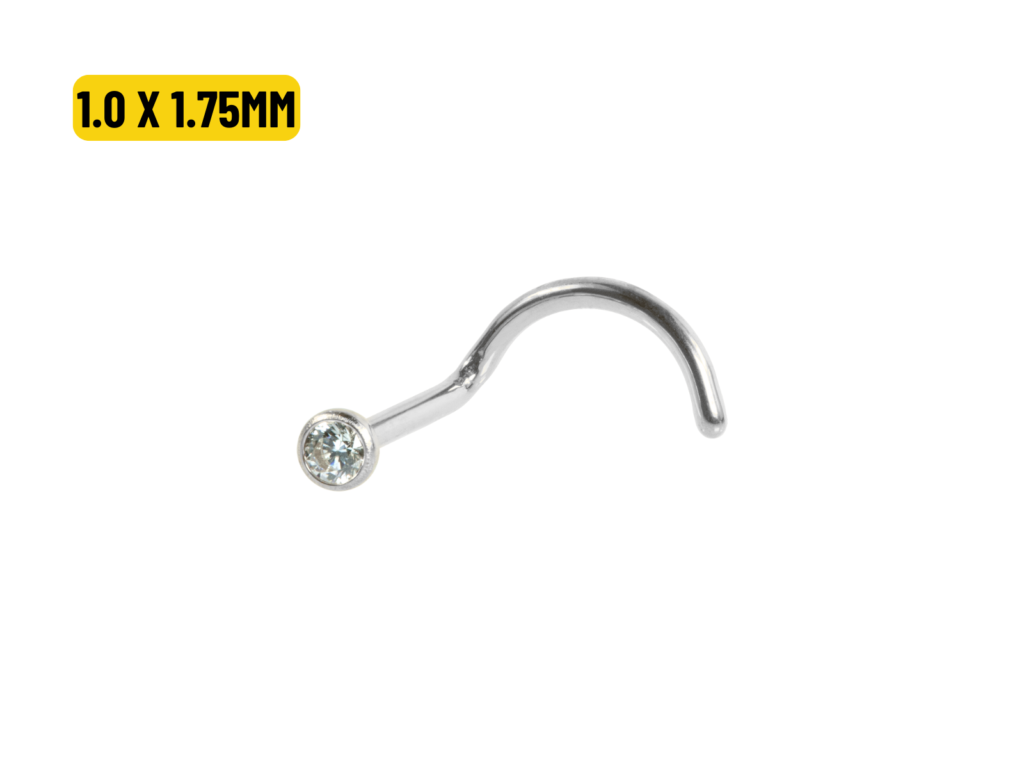 NOSTRIL AÇO C/ ZIRCÔNIA CRAV. INGLESA - 1.0 X 1.75MM