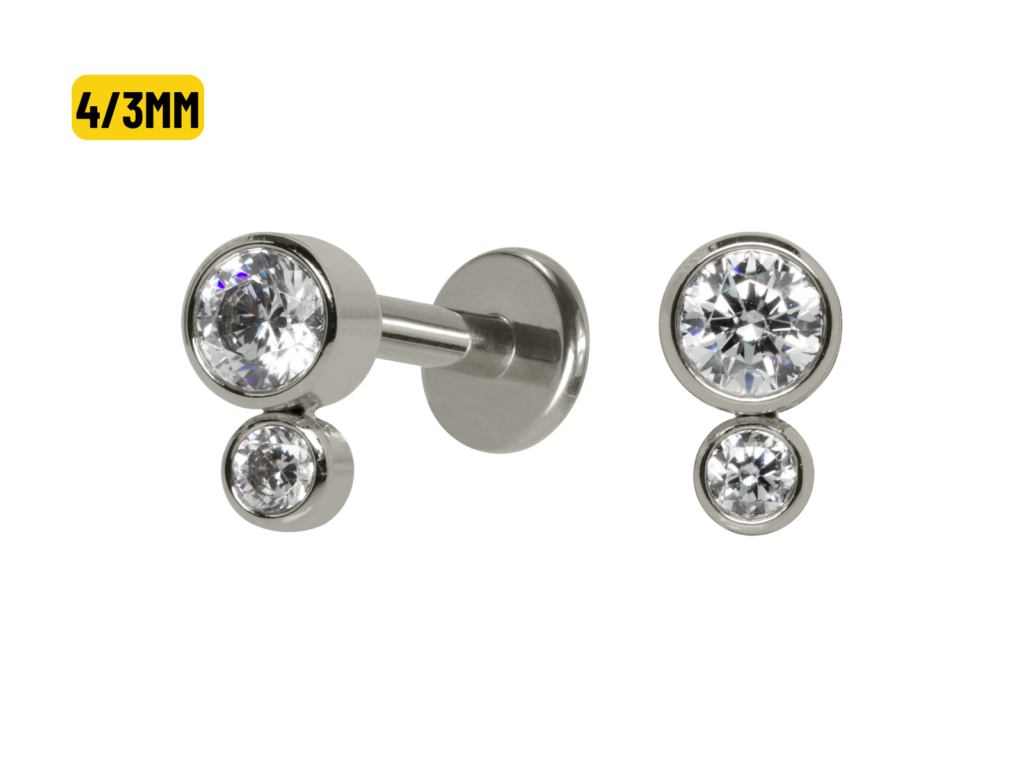 LABRET TITÂNIO R/I 2 PEDRAS - 4/3MM