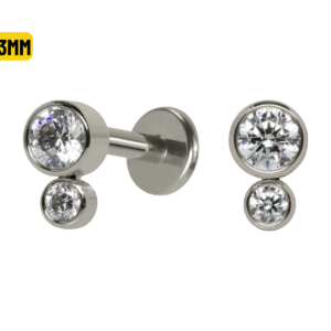 LABRET TITÂNIO R/I 2 PEDRAS - 4/3MM