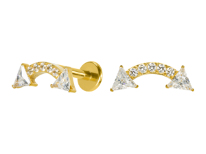 LABRET TITÂNIO PVD GOLD R/I FLECHA C/ ZIRCÔNIA