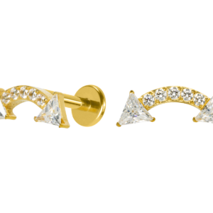 LABRET TITÂNIO PVD GOLD R/I FLECHA C/ ZIRCÔNIA