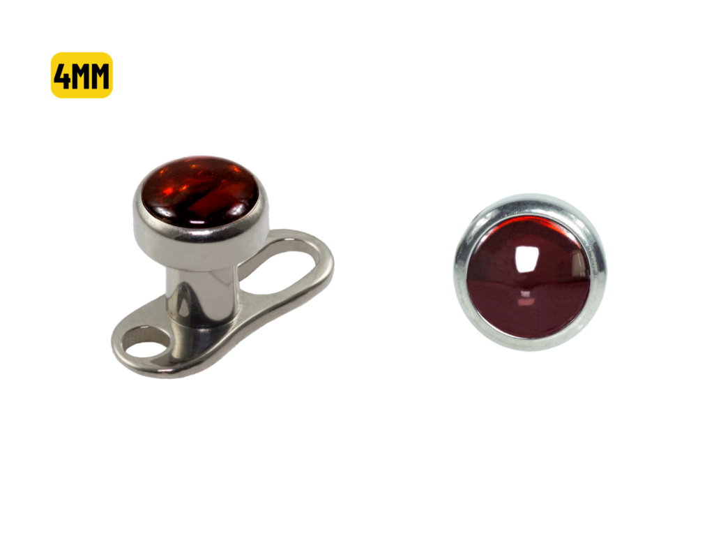 MICRODERMAL TITÂNIO COPINHO C/ PEDRA NATURAL VERMELHA - 4MM
