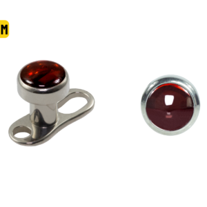 MICRODERMAL TITÂNIO COPINHO C/ PEDRA NATURAL VERMELHA - 4MM