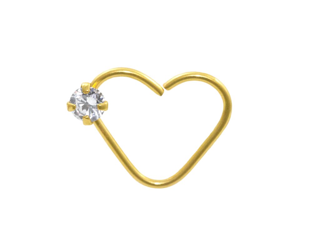 HEART BANHADO A OURO C/ 1 PEDRA LATERAL C118 - LADO DIREITO