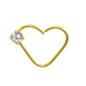 HEART BANHADO A OURO C/ 1 PEDRA LATERAL C118 - LADO DIREITO