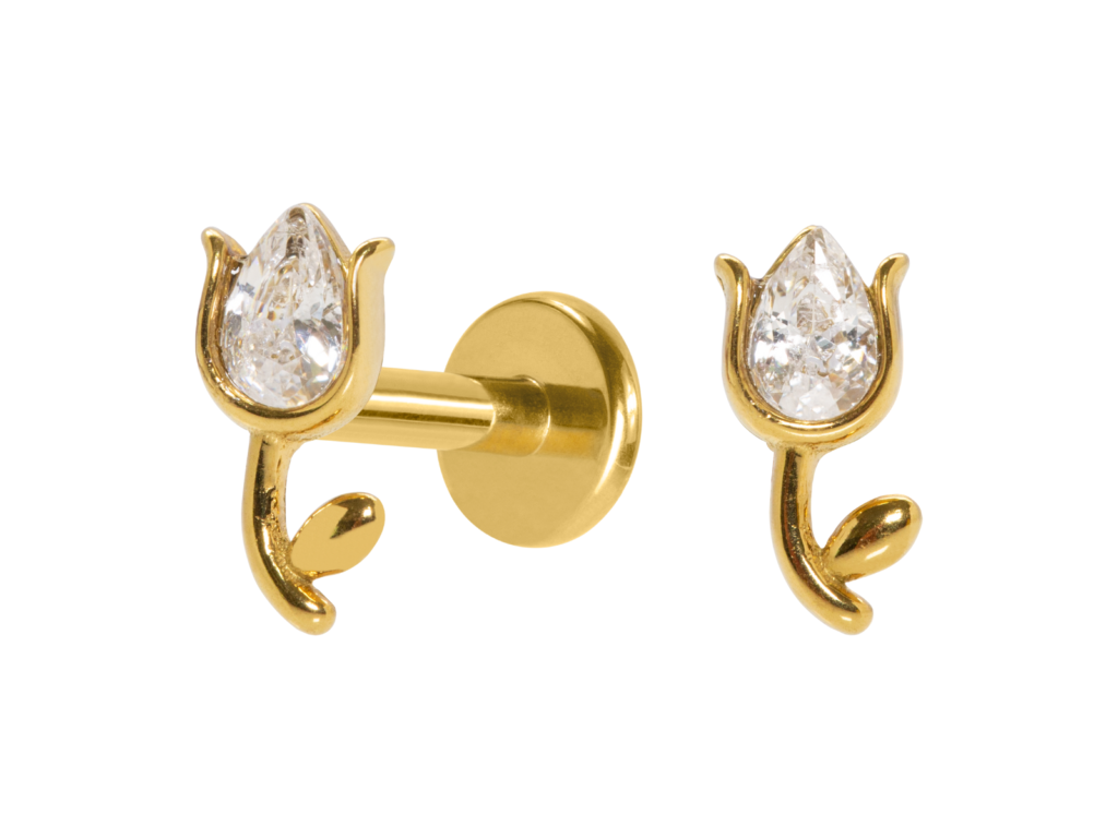 LABRET AÇO PVD R/I ROSA C/ ZIRCÔNIA