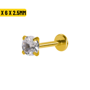 LABRET AÇO PVD GOLD R/I C/ ZIRCÔNIA - 1.2 X 6 X 2.5MM