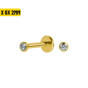 LABRET AÇO PVD R/I C/ ZIRCÔNIA CRAV. INGLESA - 1.2X6X2MM