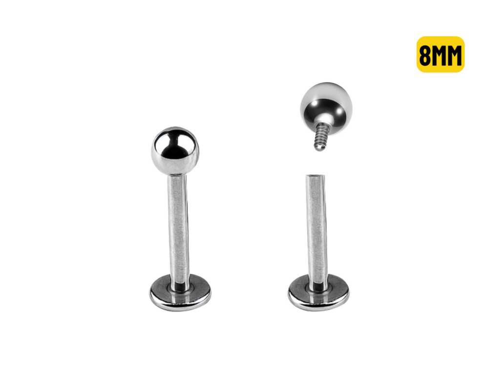 LABRET TITÂNIO NATURAL R/INTERNA 1.2 X 8 X 3MM