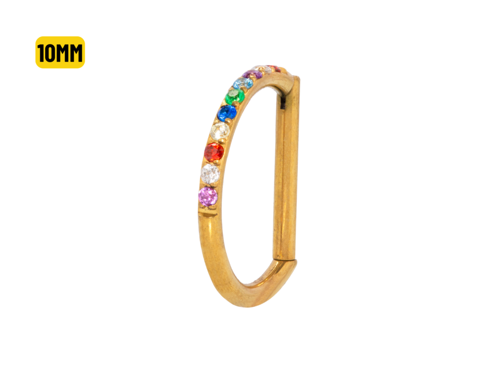 SEGMENTO CLICKER TITÂNIO PVD GOLD OPEN D MULTI COLOR - 10MM