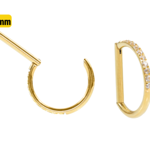 MEIA ARGOLA CLICKER TITÂNIO PVD METADE CRAVEJADA - 10MM