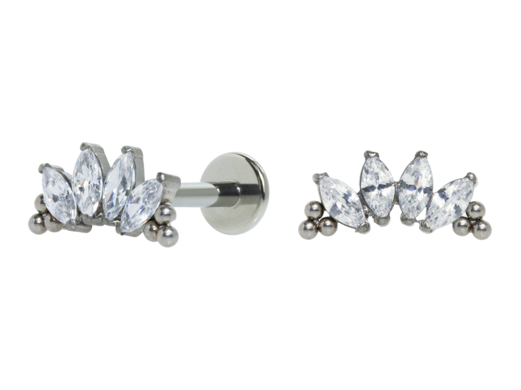 LABRET TITÂNIO R/I CLUSTER INDIANO 4 PEDRAS