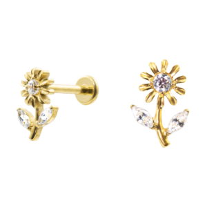 LABRET TITÂNIO PVD GOLD R/I FLOR COMPLETA MOD2