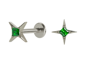 LABRET TITÂNIO R/I ESTRELA C/ ZIRCÔNIA – VERDE
