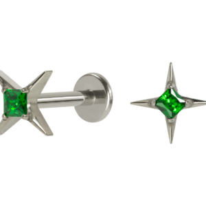 LABRET TITÂNIO R/I ESTRELA C/ ZIRCÔNIA - VERDE