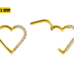HEART AÇO PVD CLICKER CRAVEJADO 1.2 X 8MM - LADO ESQUERDO