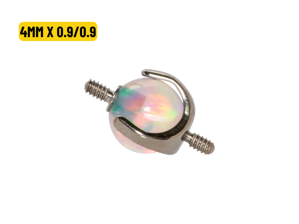BOLINHA TITÂNIO R/I DUPLO C/ OPALA BOREAL - 4MM X 0.9/0.9