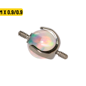 BOLINHA TITÂNIO R/I DUPLO C/ OPALA BOREAL - 4MM X 0.9/0.9