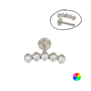 LABRET TITÂNIO R/INTERNA CLUSTER 5 PEDRAS MOD4