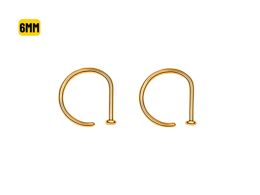 NOSTRIL ARGOLA TITÂNIO OPEN D PVD GOLD - 0.8 X 6MM