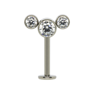 LABRET INVERTIDO TITÂNIO R/I CLUSTER 3 PEDRAS
