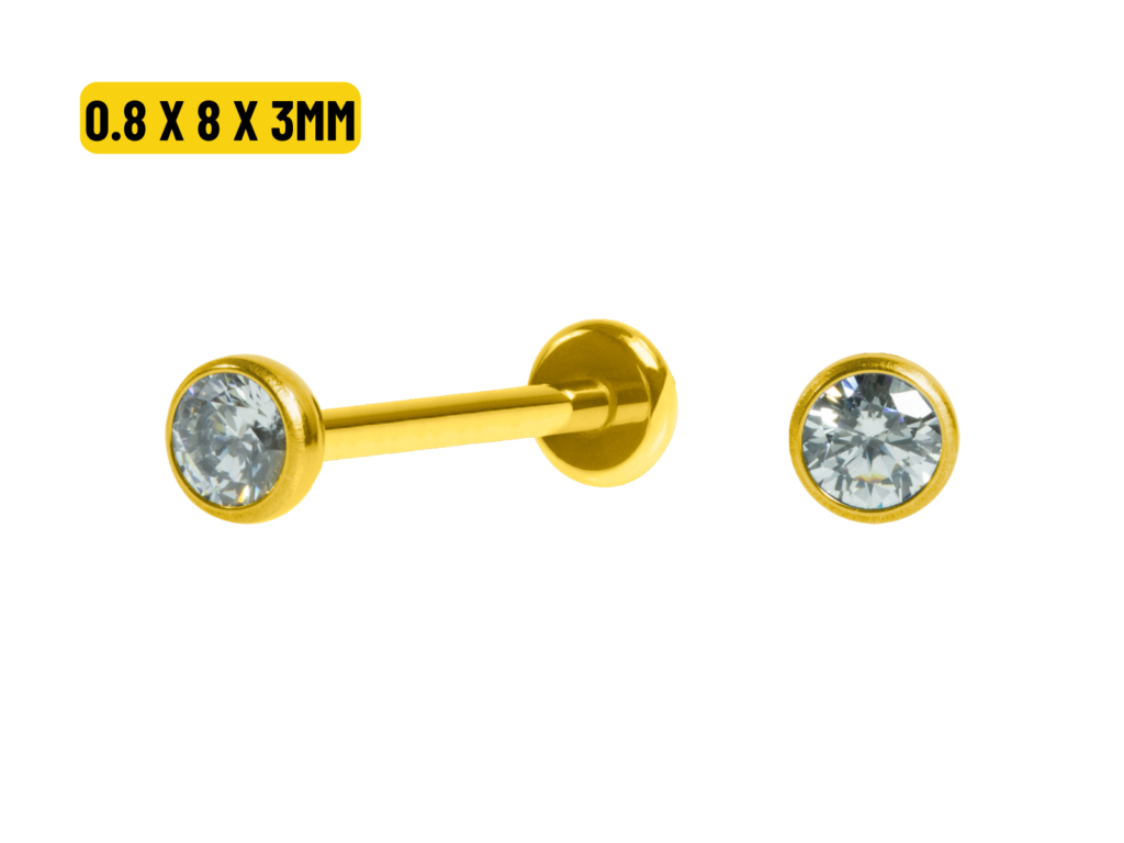LABRET TITÂNIO PVD PONTO DE LUZ PUSH PIN - 0.8 X 8 X 3MM