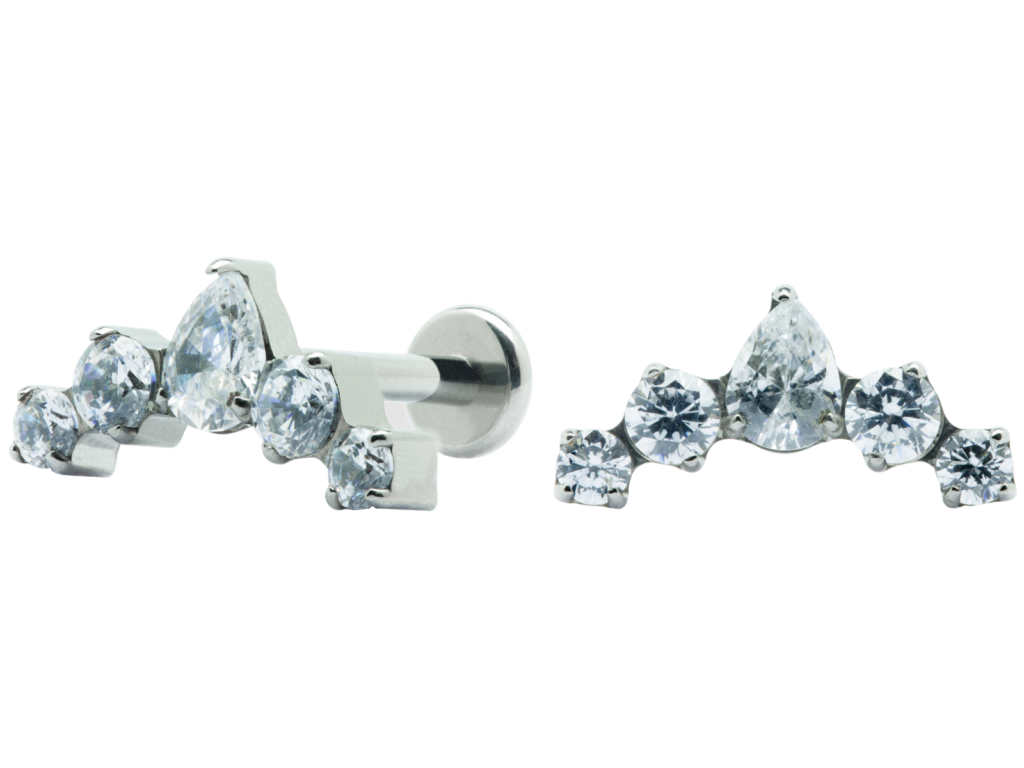 LABRET TITÂNIO R/I CLUSTER 5 PEDRAS MOD6