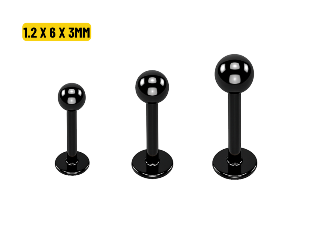 LABRET TITÂNIO PVD BLACK 1.2 X 6 X 3MM